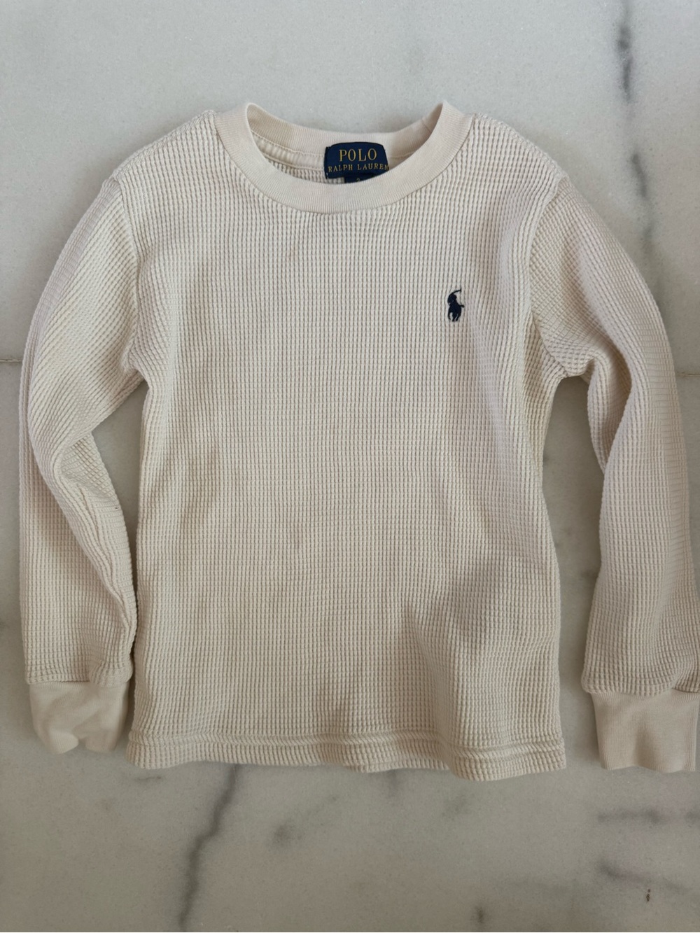 Polo by Ralph Lauren Cream Waffle-Knit Crewneck Sweater